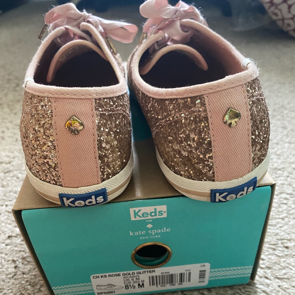 Kate Spade Rose Gold Glitter Keds Gem